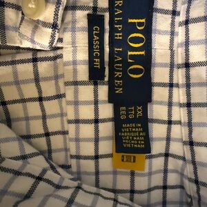 Ralph Lauren Men's White and Blue Plaid Shirt